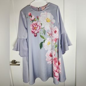 Ted baker floral bold beautiful print midi length flutter sleeves